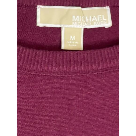 Michael Kors Women's Maroon sweater W/Dark Faux Fur sleeves Medium - Picture 2 of 6